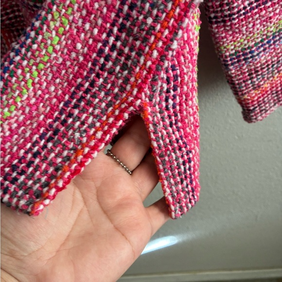 Boho Multicolor Striped Women's Artisanal Rug Hoodie L - Picture 7 of 9